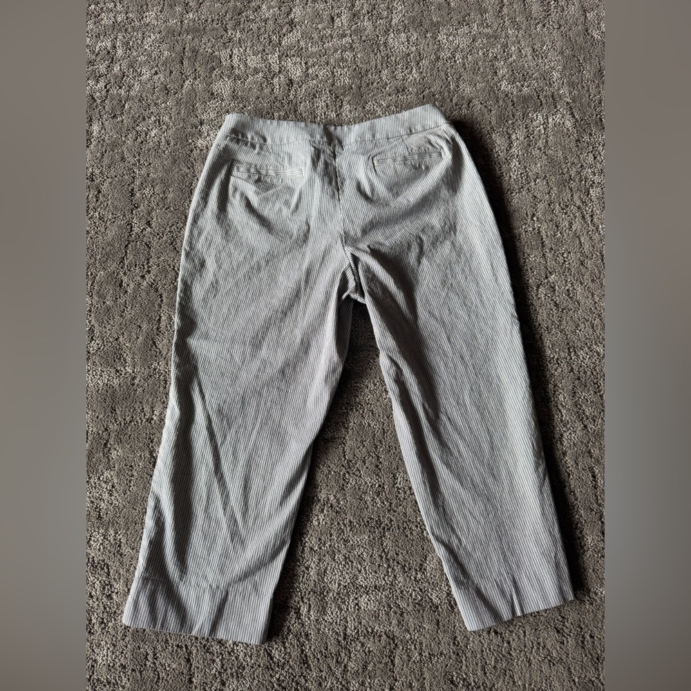 TALBOTS Black and White Striped Womens Capri Pant (Size 12) - Picture 2 of 3